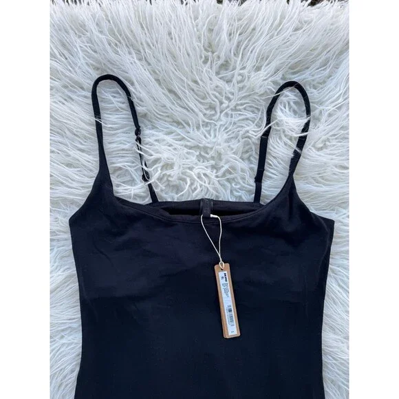 Skims Smooth Lounge Skimpy Strap Scoop Neck Mini Dress Obsidian Size Small - Picture 4 of 11